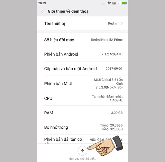 Vào bản cập nhật